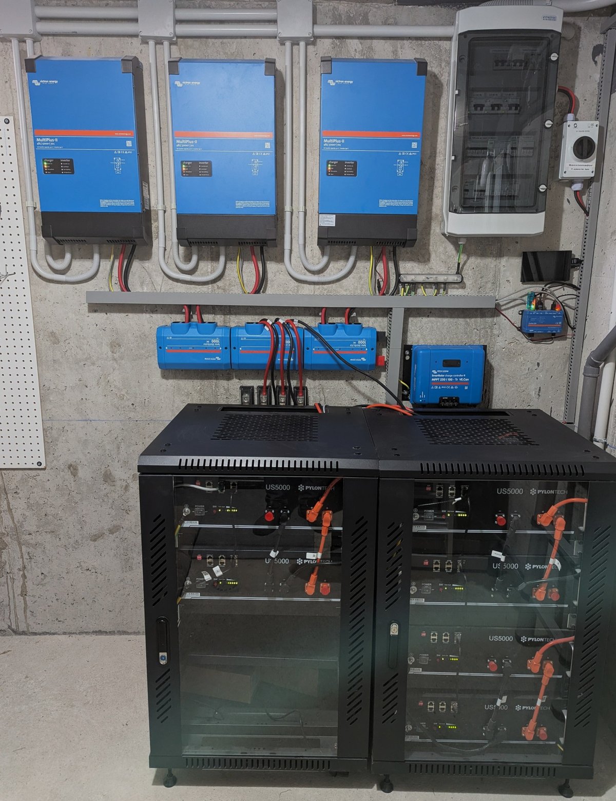 Sistema trifásico de baterías de litio Victron instalado por Soluciones Baterias Solares