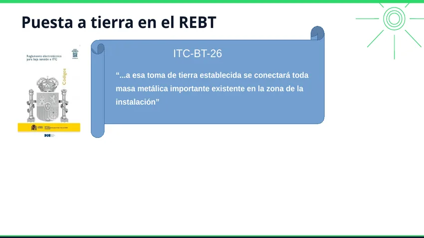 Conexión de masas metálicas a la toma de tierra según ITC-BT-26
