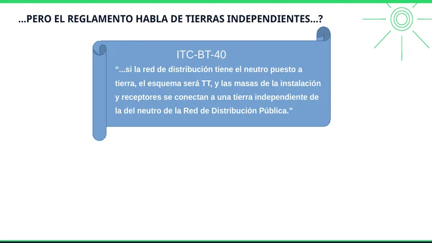 Significado de tierra independiente en la ITC-BT-40