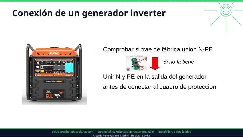 Comprobación de la unión neutro tierra en un generador de apoyo